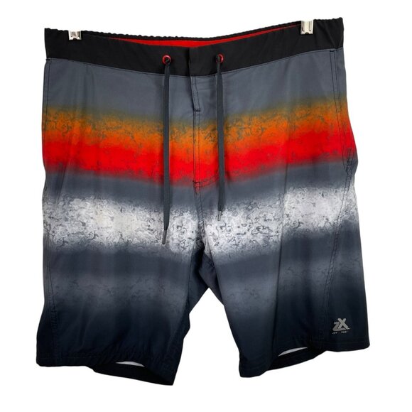 ZeroXposur Swim Trunks Mens Medium Multicolor Striped Board Shorts Pockets - Picture 1 of 10